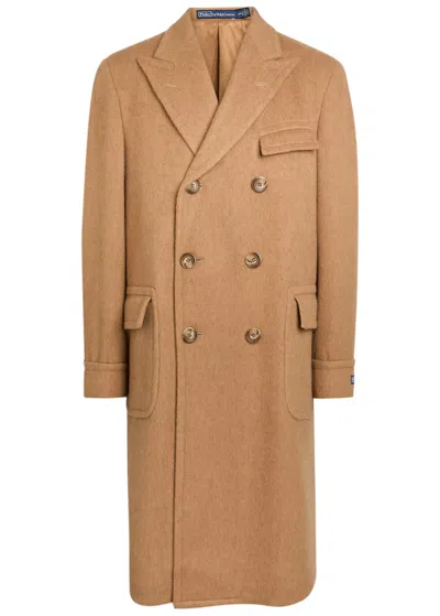 Polo Ralph Lauren Double-breasted Camel Hair Coat In Brown