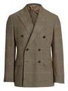 Polo Ralph Lauren Double-breasted Checked-pattern Blazer In Brown