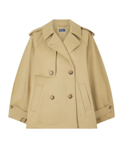 Polo Ralph Lauren Double Breasted Coat In Brown