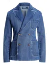Polo Ralph Lauren Double-breasted Cotton Blazer In Blue