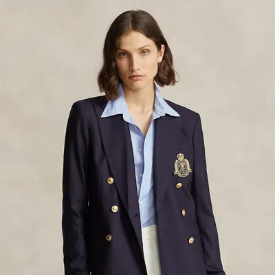 Polo Ralph Lauren Double-breasted Crest Blazer In Blue