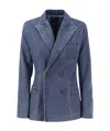Polo Ralph Lauren Double-breasted Denim Blazer In Blue