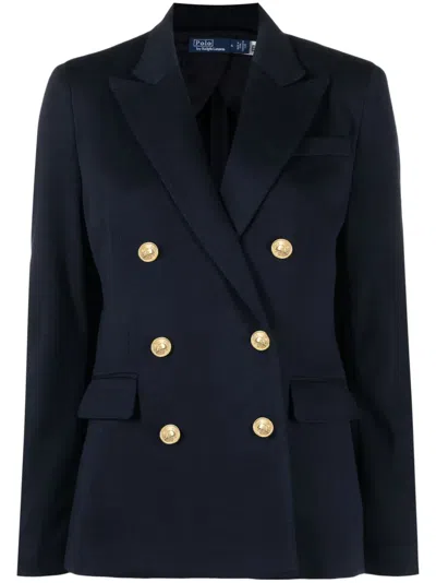 Polo Ralph Lauren Double-breasted Wool-blend Blazer In Blue