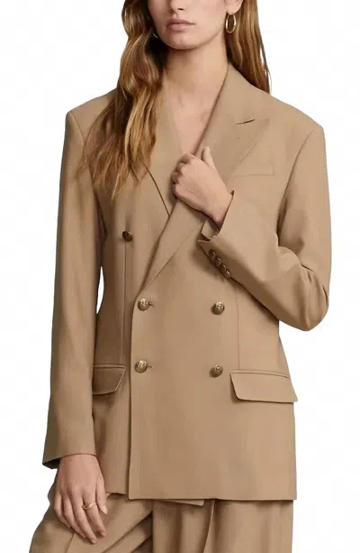 Polo Ralph Lauren Double Breasted Long Sleeves Blazer In Camel In Brown