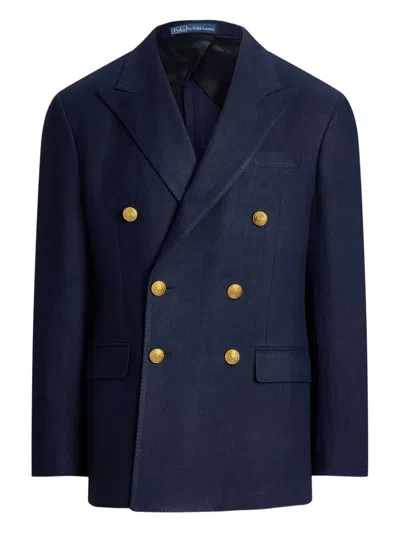 Polo Ralph Lauren Double-breasted Navy Blazer In Blue