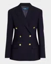 Polo Ralph Lauren Knit Double-breasted Blazer In Navy