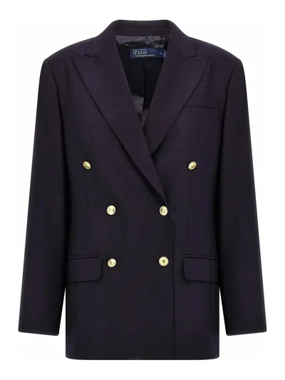 Polo Ralph Lauren Double-breasted Stretch-wool Blazer In Navy