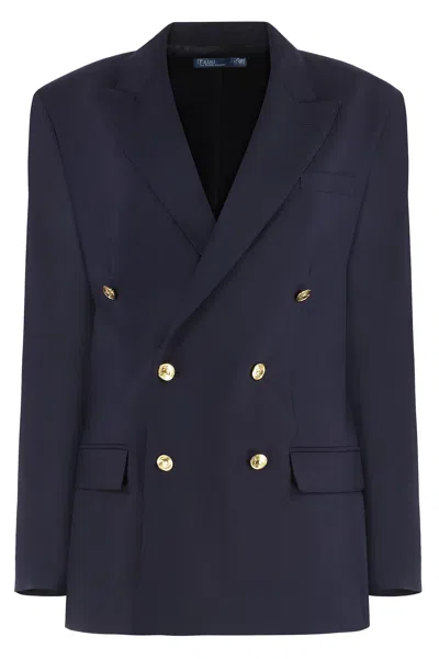 Polo Ralph Lauren Double-breasted Stretch-wool Blazer In Navy