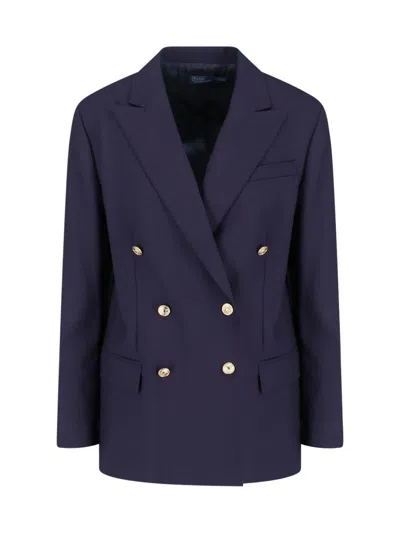 Polo Ralph Lauren Double-breasted Wool Blazer In Blue