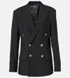 Polo Ralph Lauren Knit Double-breasted Blazer In 黑色