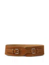 Polo Ralph Lauren Double-buckle Leather Belt In Brown