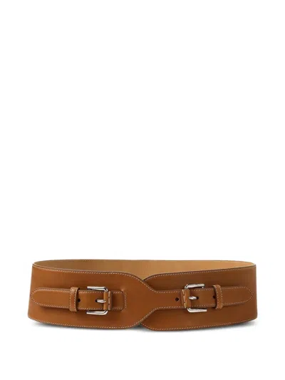 Polo Ralph Lauren Double-buckle Leather Belt In Brown