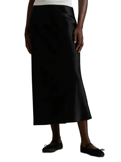 Polo Ralph Lauren Double Faced Satin Midi Skirt In Black