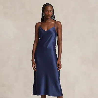 Polo Ralph Lauren Double-faced Satin Midi Slip Dress In Multi
