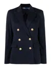Polo Ralph Lauren Double-breasted Wool-blend Blazer In Blue