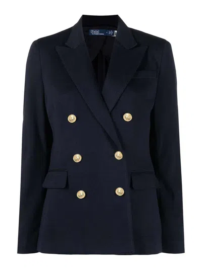 Polo Ralph Lauren Double-breasted Wool-blend Blazer In Blue
