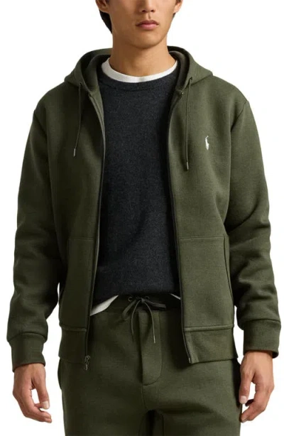 Polo Ralph Lauren Double Knit Cotton Blend Zip Hoodie In Alpine Heather