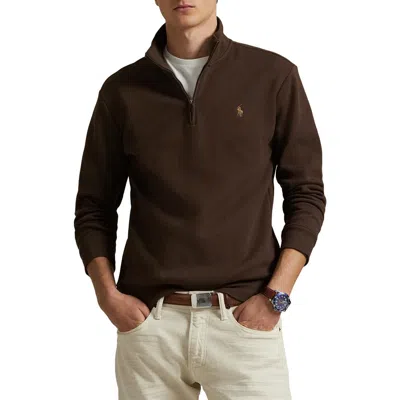 Polo Ralph Lauren Double-knit Cotton Piqué Quarter Zip Pullover In Green