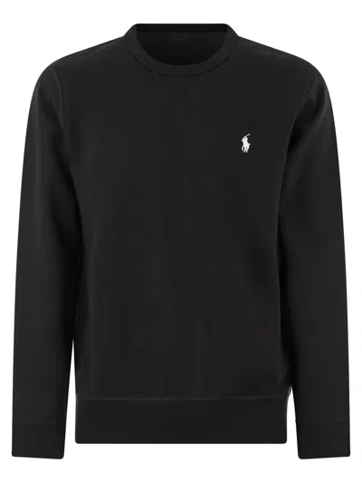 Polo Ralph Lauren Double Knit Crew Neck Sweatshirt In Black