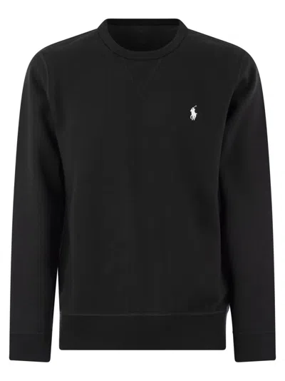 Polo Ralph Lauren Double Knit Crew Neck Sweatshirt In Blue