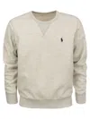 Polo Ralph Lauren Fleeced-cotton Blend Crew-neck Sweatshirt With Embroidery In Melange Grey