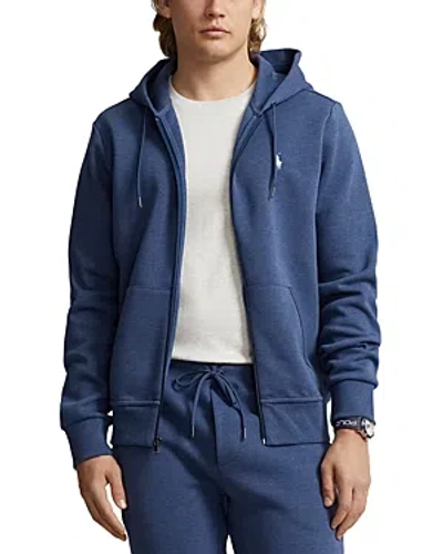 Polo Ralph Lauren Double Knit Full Zip Hoodie In Derby Blue Heather