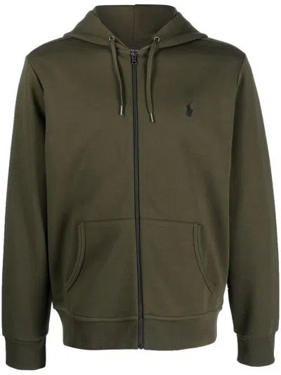 Polo Ralph Lauren Double Knit Cotton Blend Zip Hoodie In Alpine Heather