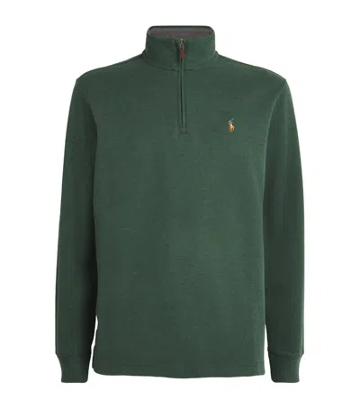 Polo Ralph Lauren Double-knit Half-zip Sweatshirt In Green