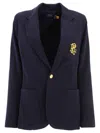 Polo Ralph Lauren Embroidered-monogram Double-knit Blazer In Blue