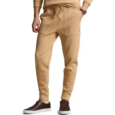 Polo Ralph Lauren Double Knit Jacquard Joggers In Classic Camel Heather