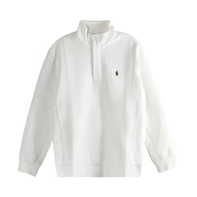 Pre-owned Polo Ralph Lauren Double Knit Tech Snap Mockneck Pullover 'white' | Men's Size S