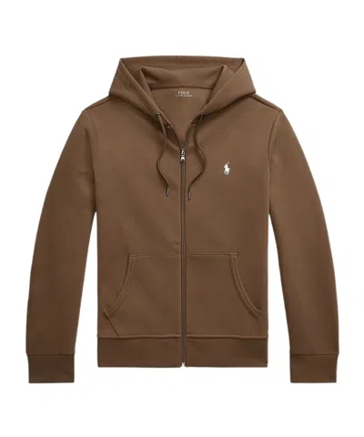 Polo Ralph Lauren Double-knit Zip-up Hoodie In Brown