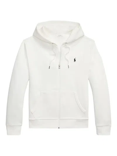 Polo Ralph Lauren Double Knit Zip-up Hoodie In White