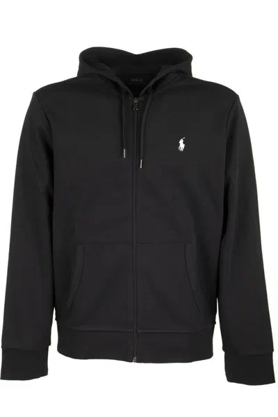 Polo Ralph Lauren Double-knitted Hoodie In Black
