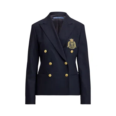 Pre-owned Polo Ralph Lauren Double-breasted Crest-patch Blazer 'rl Navy' | Blue | Women's Size 2