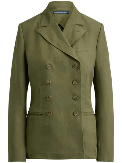 Polo Ralph Lauren Double-breasted Linen And Hemp Blazer In Green