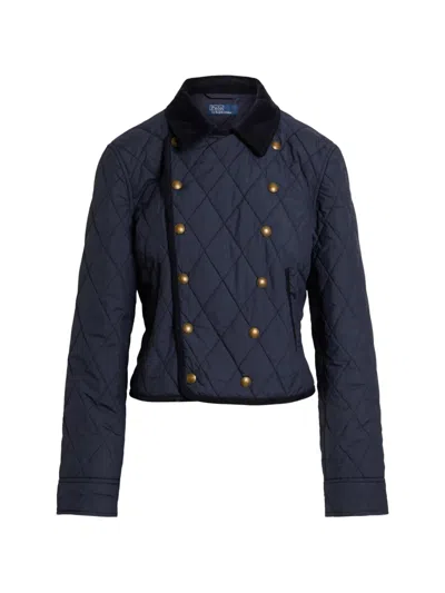 Polo Ralph Lauren Double-breasted Quilted Jacket In Blue