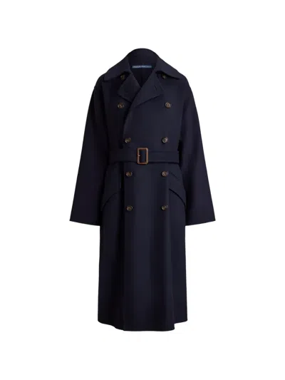 Polo Ralph Lauren Zweireihiger Trenchcoat In Blue