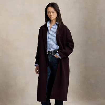 Polo Ralph Lauren Double-faced Long Wool Coat In Midnight Merlot Melange