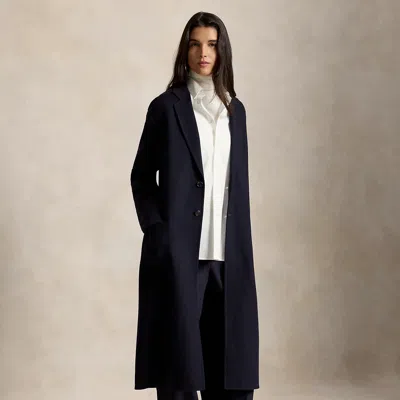 Polo Ralph Lauren Double-faced Long Wool Coat In Navy