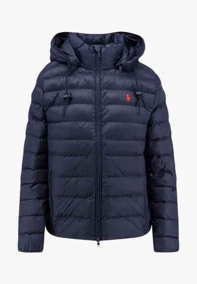 Polo Ralph Lauren Down Hooded Jacket In Blue