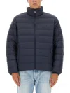 Polo Ralph Lauren Logo Embroidered Down Jacket In Blue