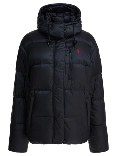 Polo Ralph Lauren Down Jacket With Logo In Black