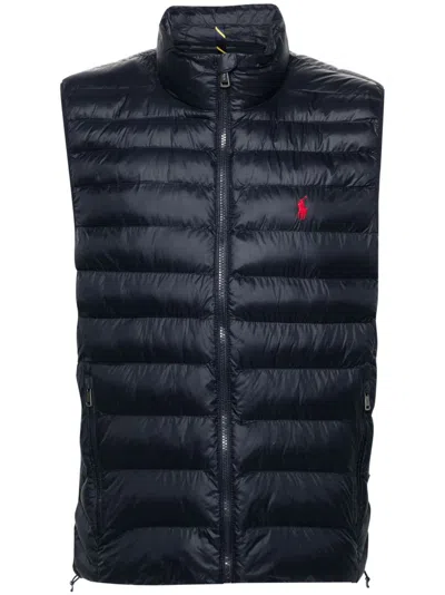 Polo Ralph Lauren Down Vest With Logo In Blue