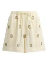 Polo Ralph Lauren Drawstring Beaded Paisley Shorts In Neutral