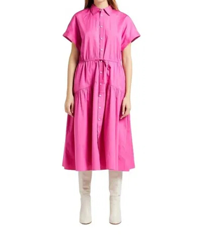 Polo Ralph Lauren Drawstring Cotton Shirt Dress In Pink
