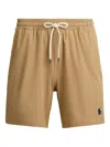 Polo Ralph Lauren Drawstring Embroidered Swim Shorts In Brown