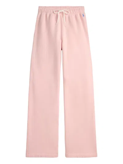 Polo Ralph Lauren Drawstring Embroidered Trousers In Pink