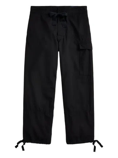 Polo Ralph Lauren Drawstring-hem Cargo Trousers In Black