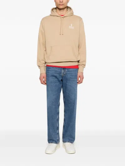 Polo Ralph Lauren Drawstring Hoodie In Gray